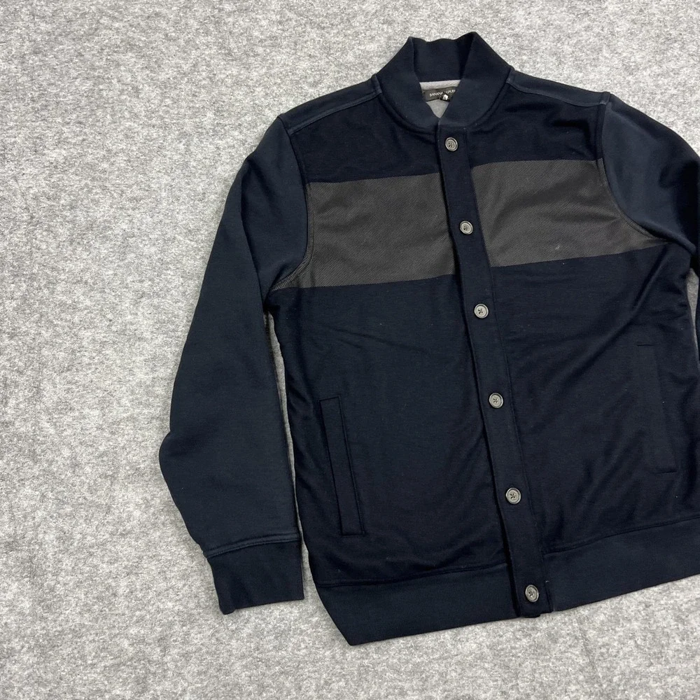 Banana Republic Sweatshirt Mens XL Black Button Cardigan Fleece Casual Preppy
